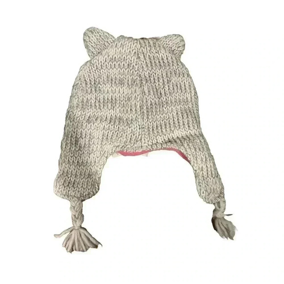 Children's Place Girls Kitty Cat Winter Hat Ages 4-7 Pink And Cream - Picture 3 of 3